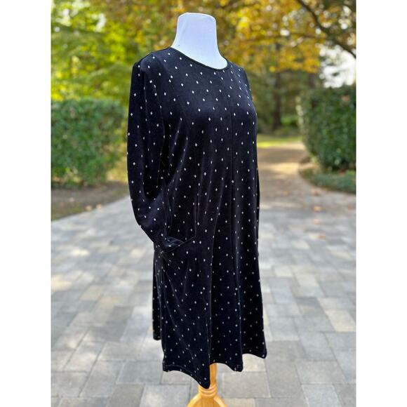 Black Velvet Dress Fall Winter Christmas Modest Lagenlook Coastal Cottage Church - Picture 6 of 11